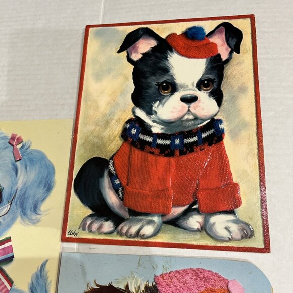 Vintage Precious Pets Coby Greeting Cards Dogs Puppys 1970 Lot of 5 Unused - Picture 5 of 16
